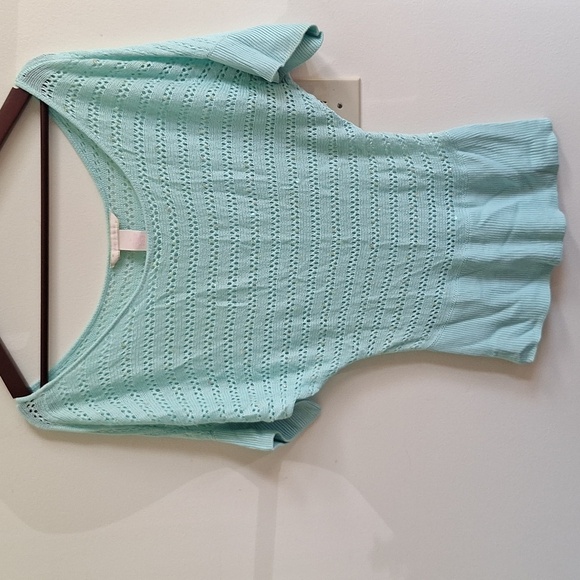 Turquoise Glitter Knit Top Boat Neckline Size S - Picture 5 of 9